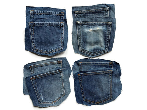 Denim Jeans Pockets for Repurposing - Set of 8 Pockets