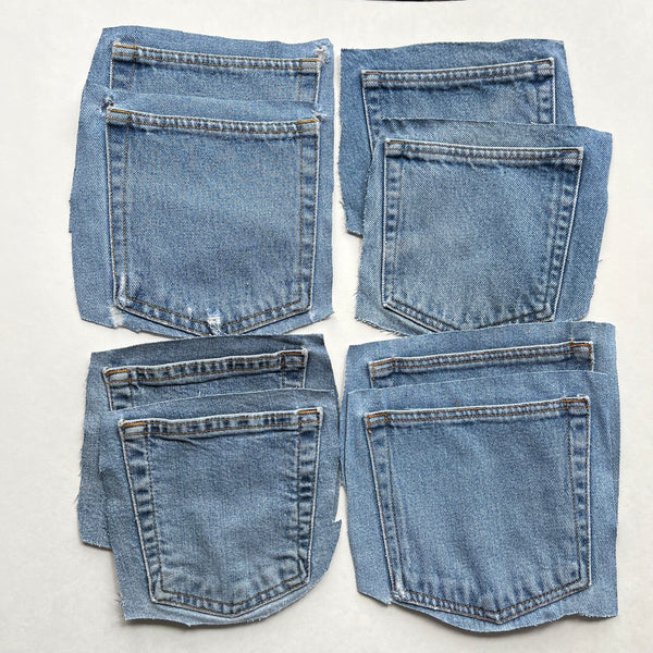 Denim Jeans Pockets for Repurposing - Set of 8 Pockets