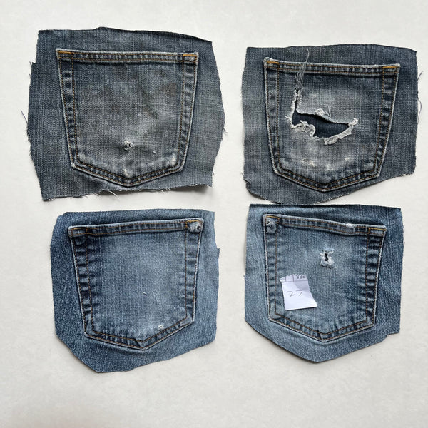 Denim Jeans Pockets for Repurposing - Set of 4 Pockets