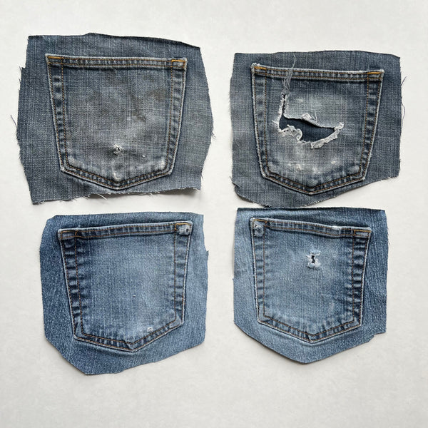 Denim Jeans Pockets for Repurposing - Set of 4 Pockets