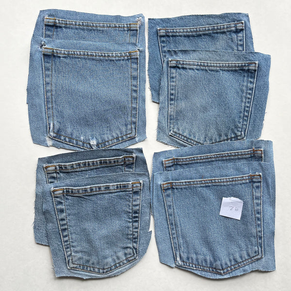 Denim Jeans Pockets for Repurposing - Set of 8 Pockets